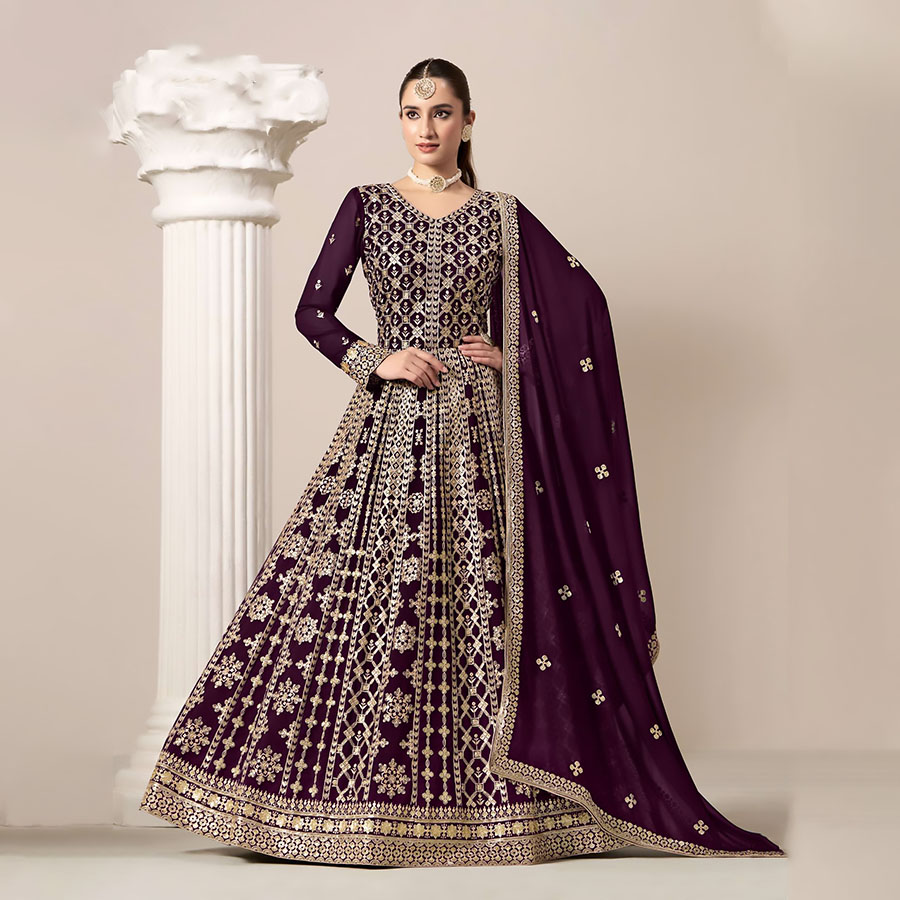 Purple Georgette Designer Suit